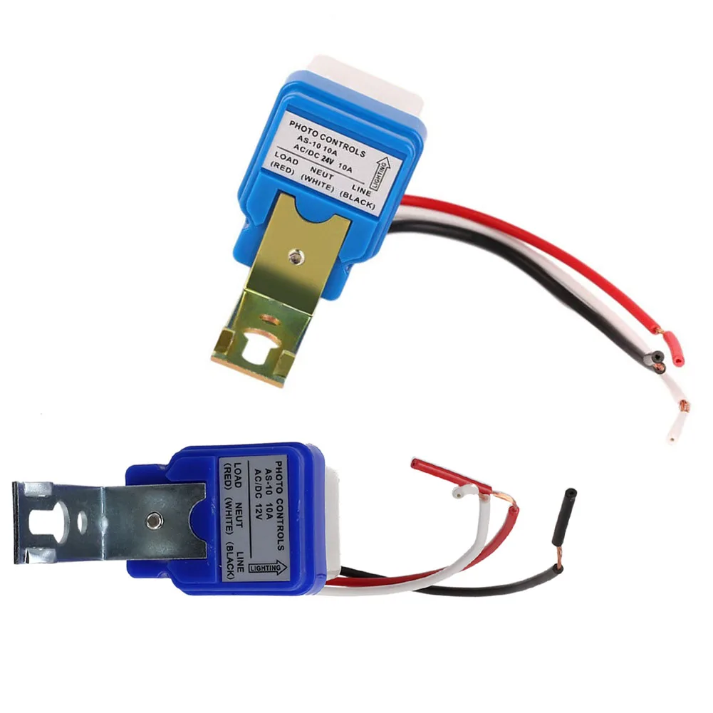 

2PCS Photocell Sensor Switch Auto On Off DC 12V 24V 10A for Street Lights Solar Lamp Compatibility and Electric Lighting Control