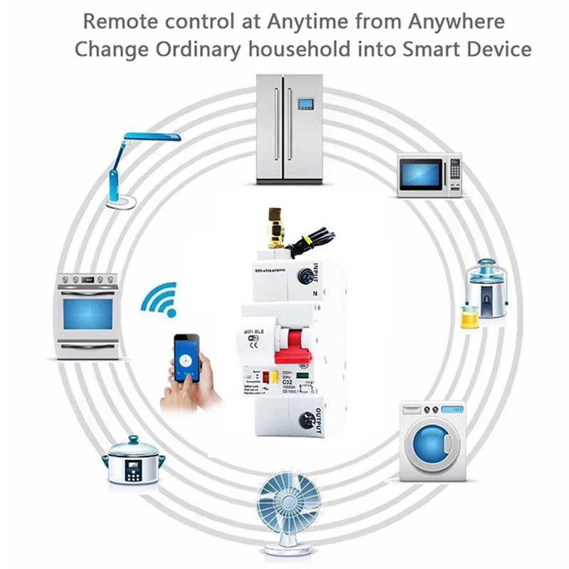 Wifi Circuit Switch Smart Breaker 25A 1P Remote Control Timing Switch Delay Automatic Lock Intelligent Recloser