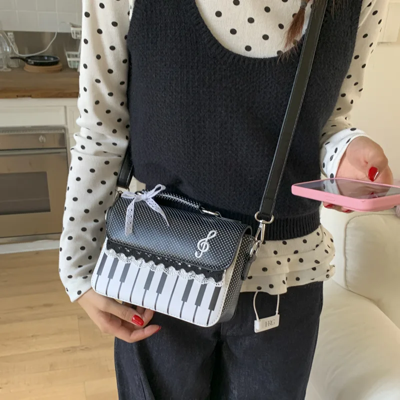 Piano Print Square Bag 2025 - European Color-Block Crossbody, Versatile Artistic Shoulder Purse for Women