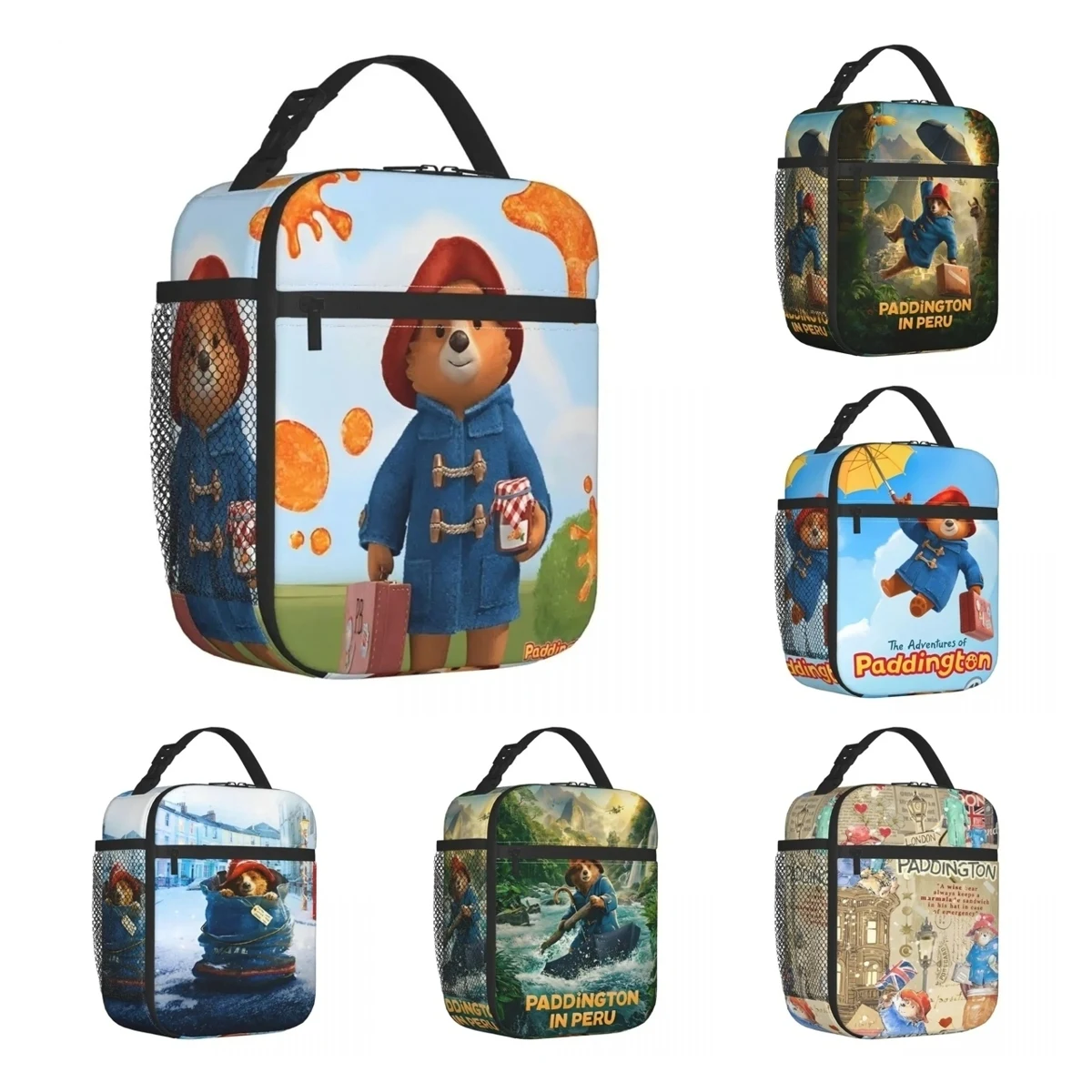 Britain Cute Paddington Brown Bear Insulated Lunch Bag Cooler Bag Meal Container Cartoon Large Tote Lunch Box Food Storage Bags