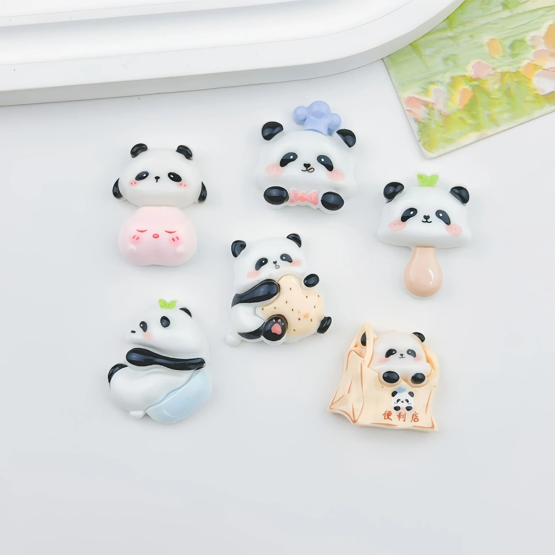 100pcs Kawaii Mini Panda Resin Flatback Cabochon DIY Accessories Phone Case Hairpin Keychain Scrapbook Jewelry Decor