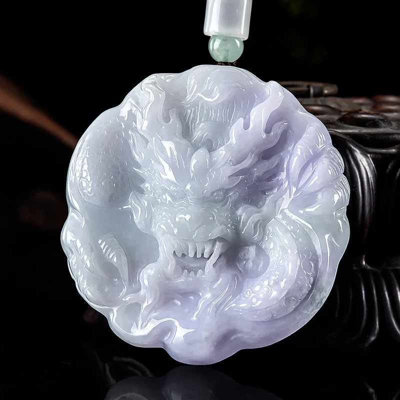 

Natural Jadeite Domineering Zodiac Dragon Pendant Beautifully Carved Fashion High-grade Ice Jade Necklace Men and Women Gift