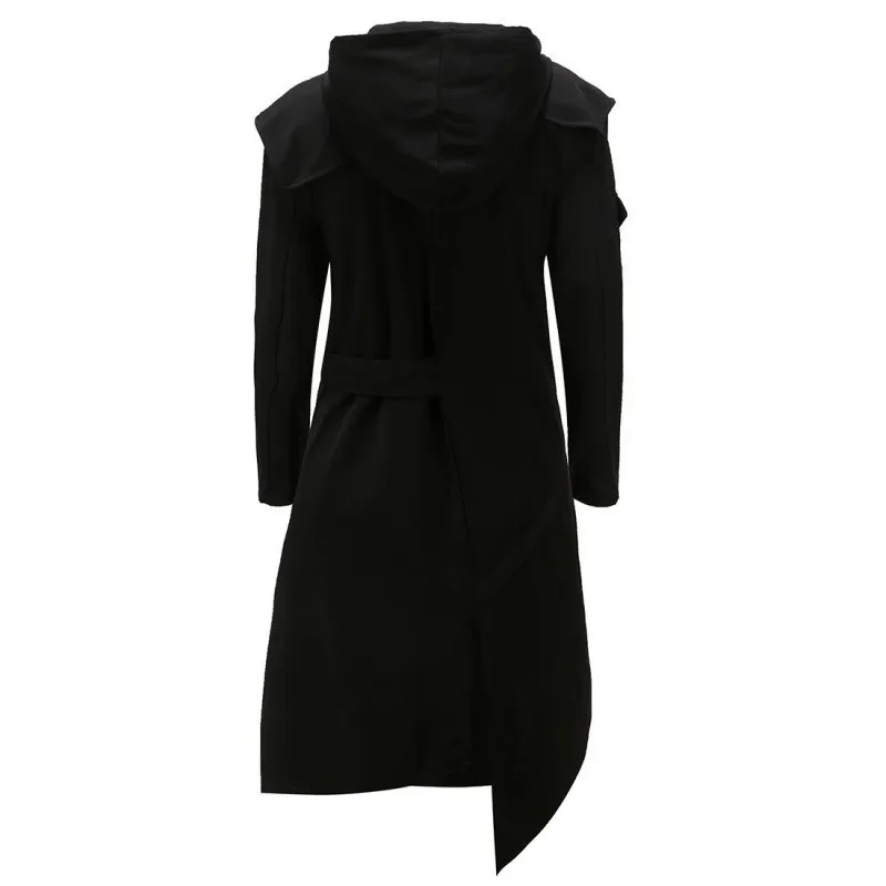 Abrigos con capucha Steampunk para otoño e invierno, abrigos bonitos, chaquetas Punk de moda del diablo para hombres, abrigos góticos nobles con cola de golondrina