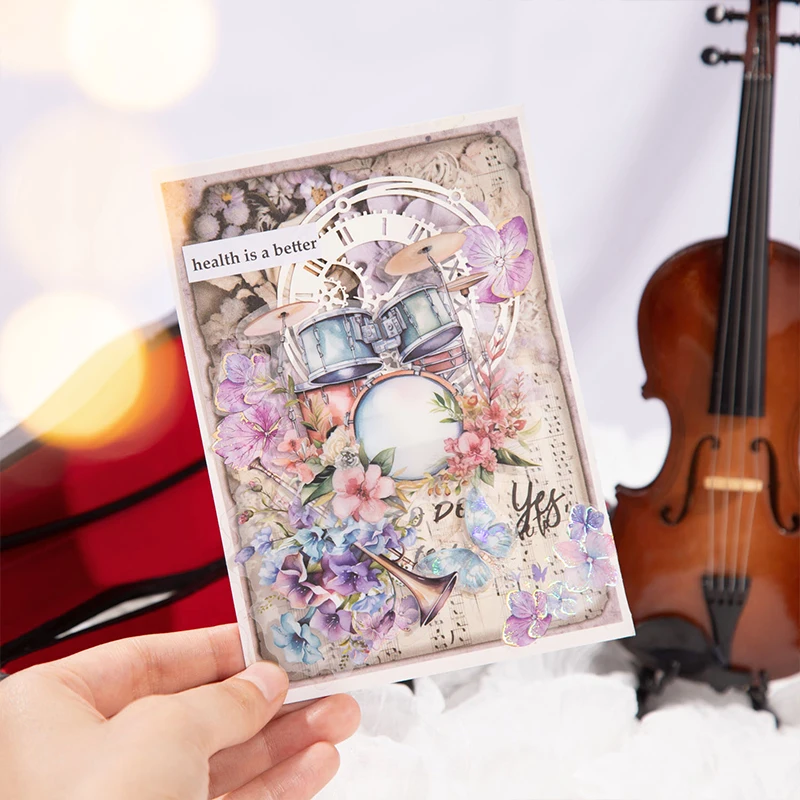 Yoofun Vintage Musical Instruments Stickers DIY Scrapbooking Planner Letter Envelope Journal Diary Album Labels