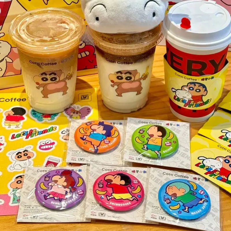 Cute Shin-chan Anime Button Pin Boochan Kazama Masao Nene Cartoon Brooch Badges for Backpack Accessories Decor Gift Fans Collect