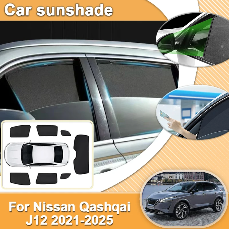 

For Nissan Qashqai J12 Accessories 2021-2025 Auto Mesh Sunshade Shield Windshield Curtain Window Cover Anti-mosquito Sunshades