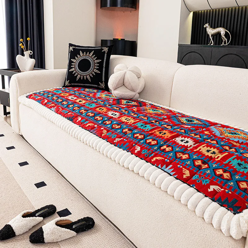 

Bohemian Style Sofa Cover Cloth Thickened Anti Slip Sofa Cushion Warm and Comfortable One-piece Laying for Autumn and Winter
