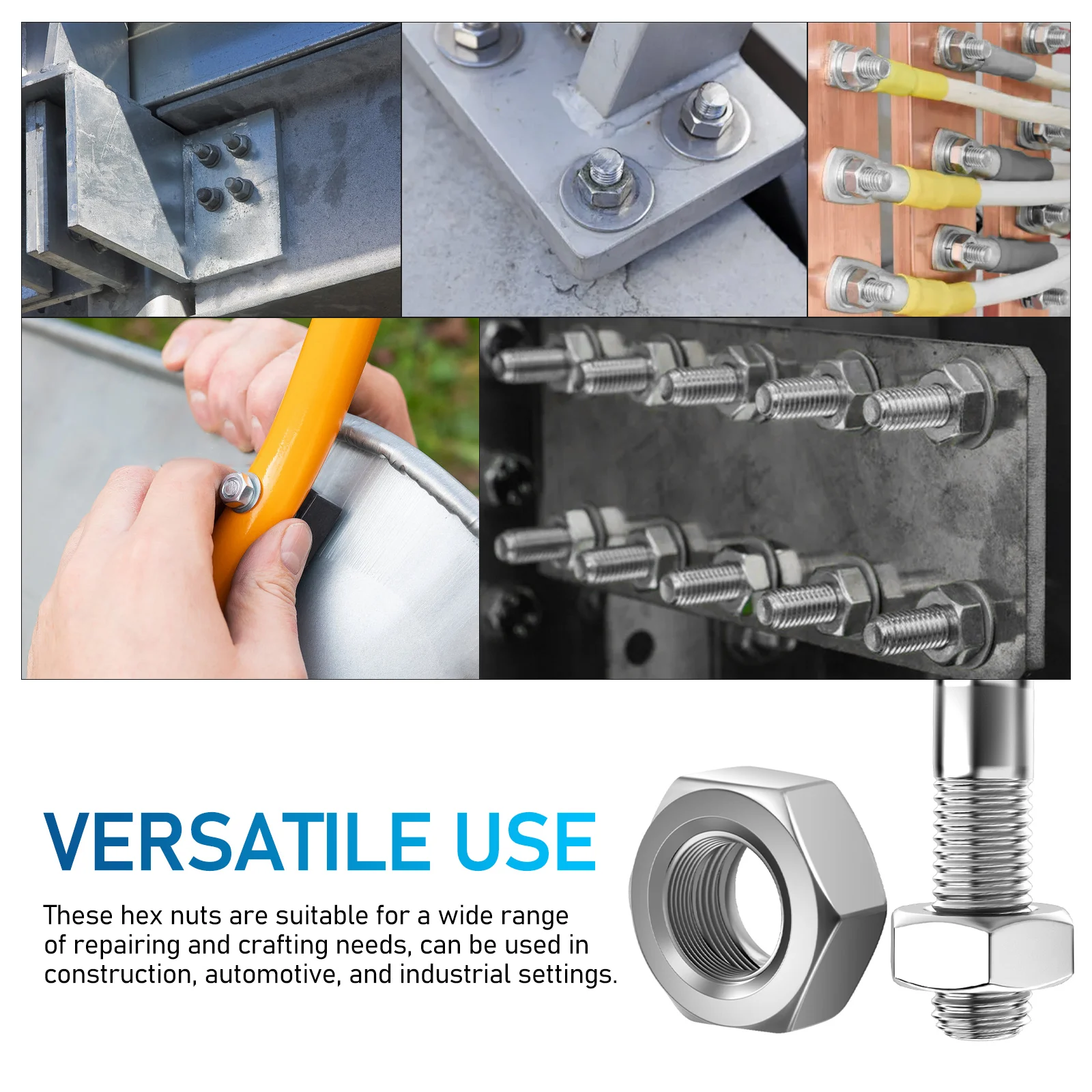 

50pcs Stainless Steel Hex Durable Corrosion Resistant Fasteners Coarse Thread For Automotive Industrial Construction Machine