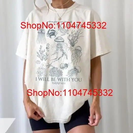 Christian océan Animal t-shirt vie de la mer côtière Vtg jésus Bible foi vintage lavé étiré légèrement homme