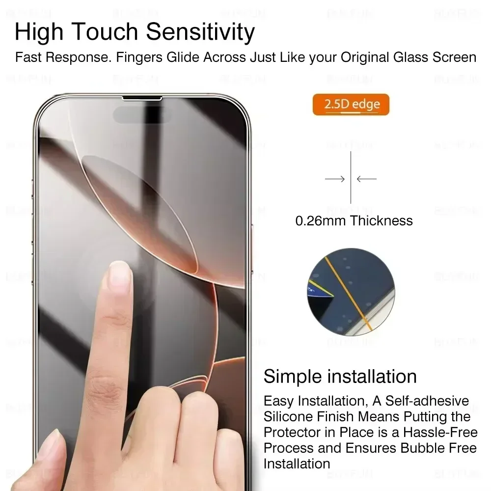 4Pcs Tempered Glass for IPhone 16 13 11 12 14 Pro Max Mini Screen Protector for IPhone 15 Pro XS MAX 14 16 8 Plus X XR SE Glass