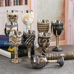 Coolest Gothic Resin Stainless Steel Dragon Skull Goblet Retro Claw Wine Glass Cocktail Glasses Whiskey Cup Party Bar Drinkware