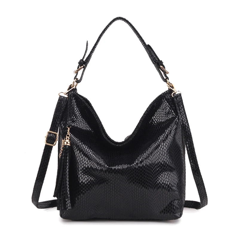 High Quality Leather Women Handbag Hobo Tassel Women Shoulder Bag Big Black Ladies Hand Bag Female Crossbody Bags for women 2023