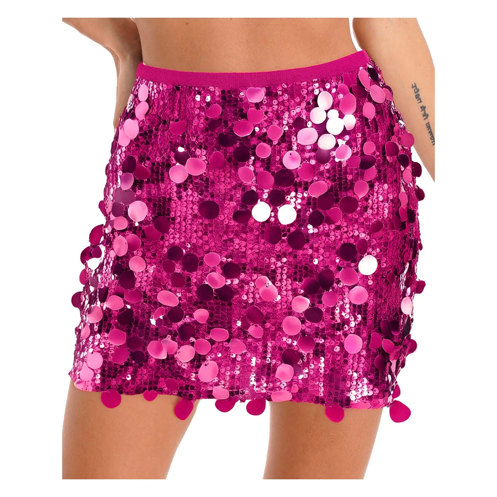 

Sparkly Women Sequined Pencil Skirts Club Rave Dance Party High Waist Bodycon Miniskirt for Music Festival Stage Performance