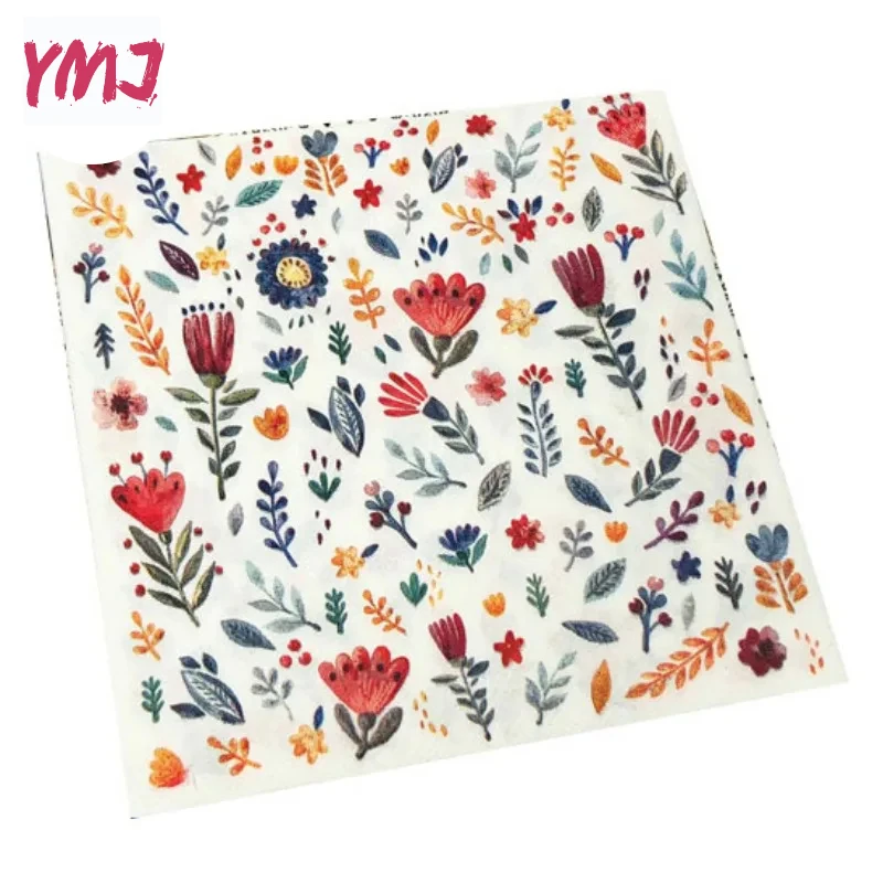 Colourful Napkins Printed Square Paper Napkins Restaurant Floral Facial Tissue Hotel Wedding Table Setting Pure Wood Pulp Paper