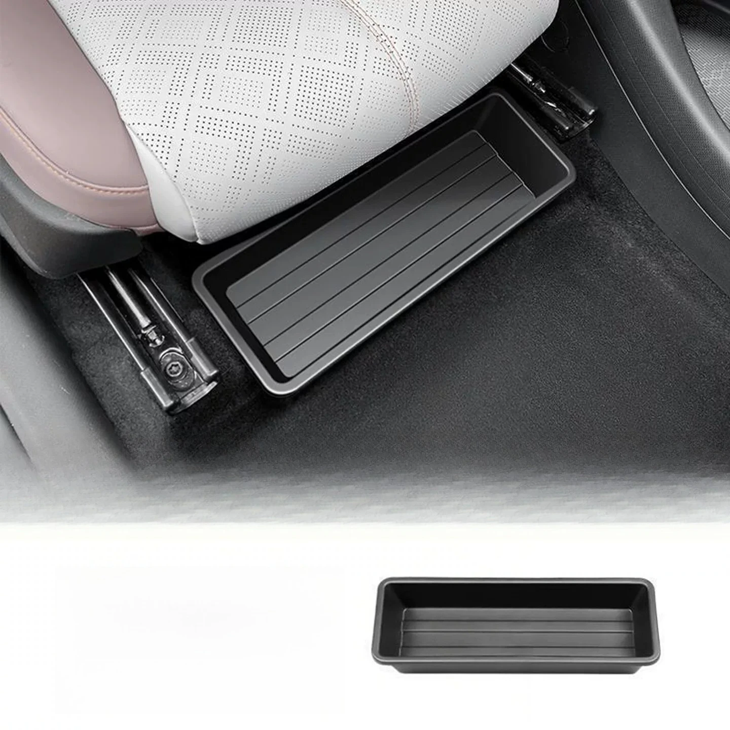 Car Under‑Seat Storage Tray Vehicle Interior Organizer Box Anti‑Slip Hidden Storage Container for Car Seat Bottom Accessories