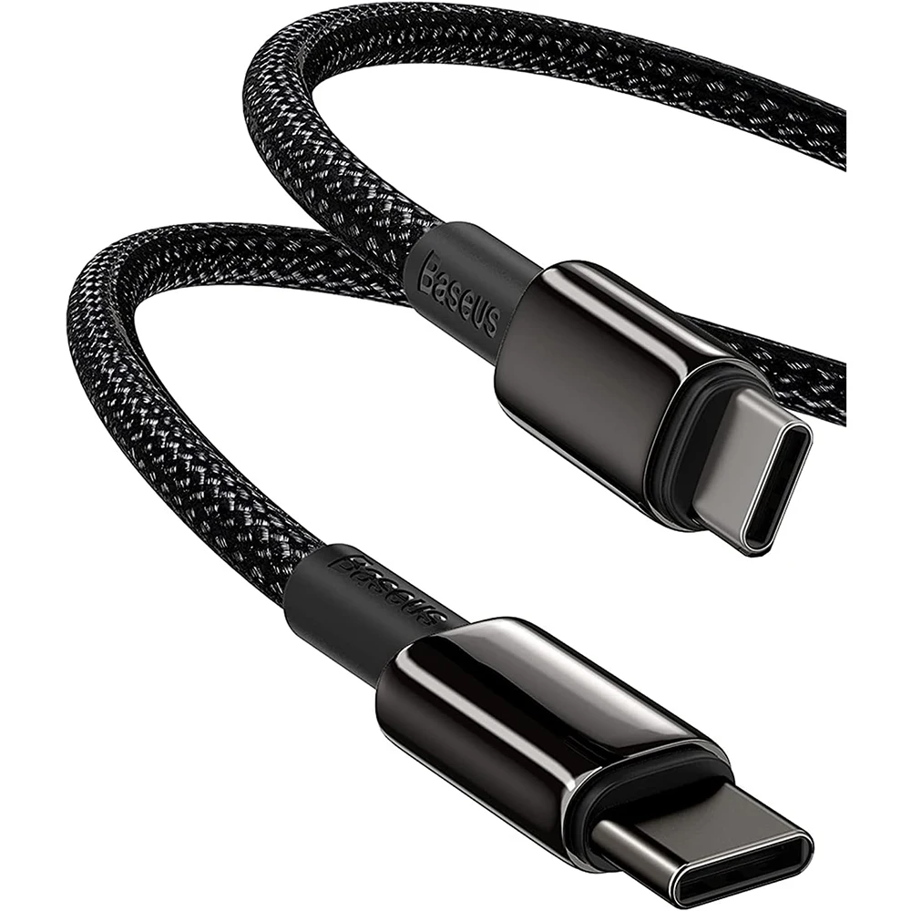 Baseus USB C Cable, 100W PD 5A QC 4.0 Fast Charging USBC to USBC Cable, Zinc Alloy Nylon Braided Type C Charger Cord for iPhone