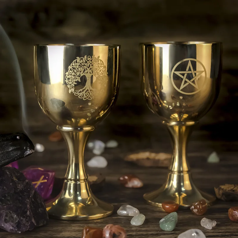 High Quality Tarot Altar Chalices Copper Goblet Spiral Pentacle Celtic Knot Witch Magic Spells Rituals Water Element Ceremonial