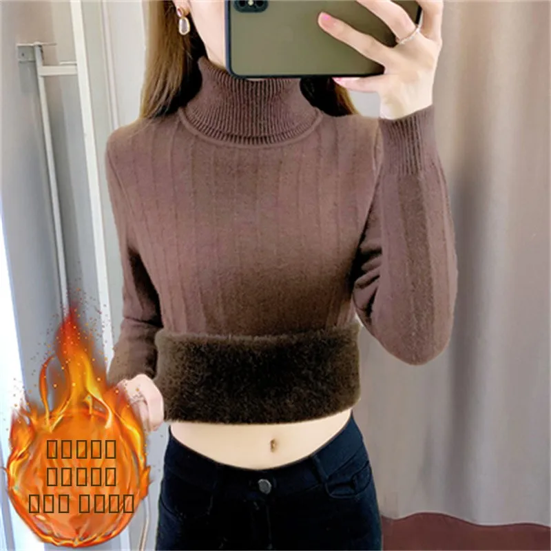 Einteiliger Kunstpelzpullover mit festem Stehkragen, Innenbekleidung, 2025, neuer Herbst-Winter, kältebeständig, Nerz-Samt-Basis, irt