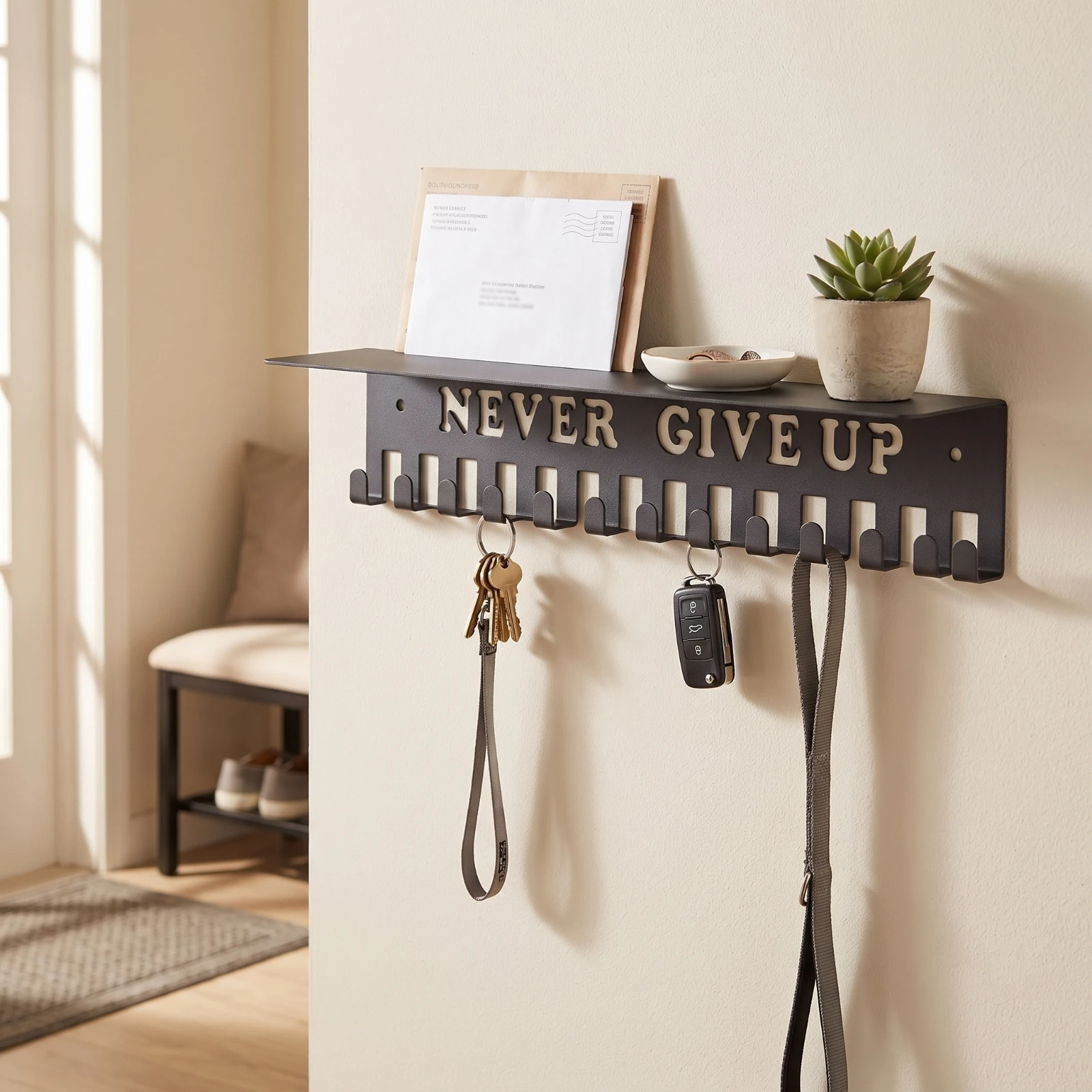 Home Gym Installation - 棚付きメダルハンガー 金属製メダルディスプレイ 棚付き 取り付け簡単 頑丈 アスリート、ホームジム、寝室用