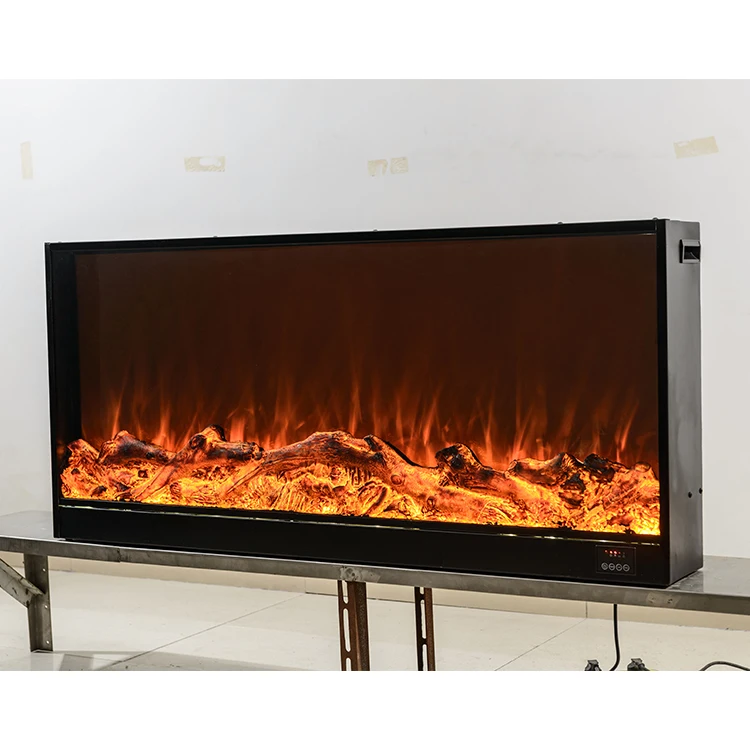 Luxury Black Electric Fireplace Remote Control 50 Inches Energy Saving Adjustable Thermostat Timing Function for Household Hotel