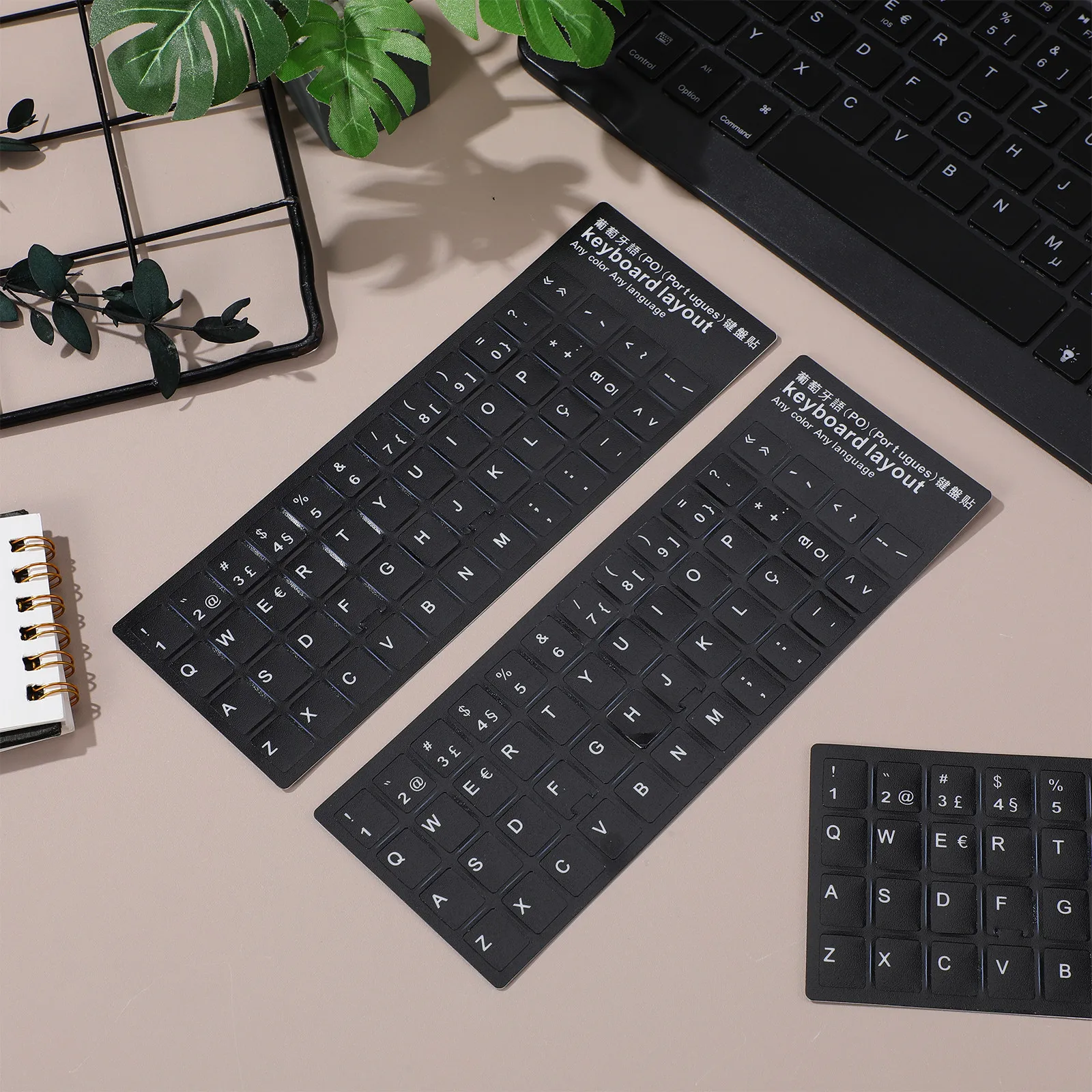 10Pcs Italian Language Keyboard Stickers Black Background White Lettering Universal Keyboard Skin Laptop Computer Accessories