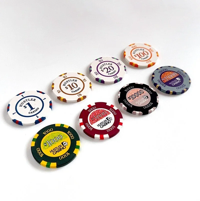 5pcs/set Texas Hold'em Baccarat Ceramic Chip Casino Club Professional Luxury Chips Home Entertainment Accessories