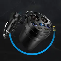 1pc Universal Car Cup Holder Cigarette Lighter Car Dual Sockets Charger Car Dual Ports Power Adapter Auto Interior Accessories
