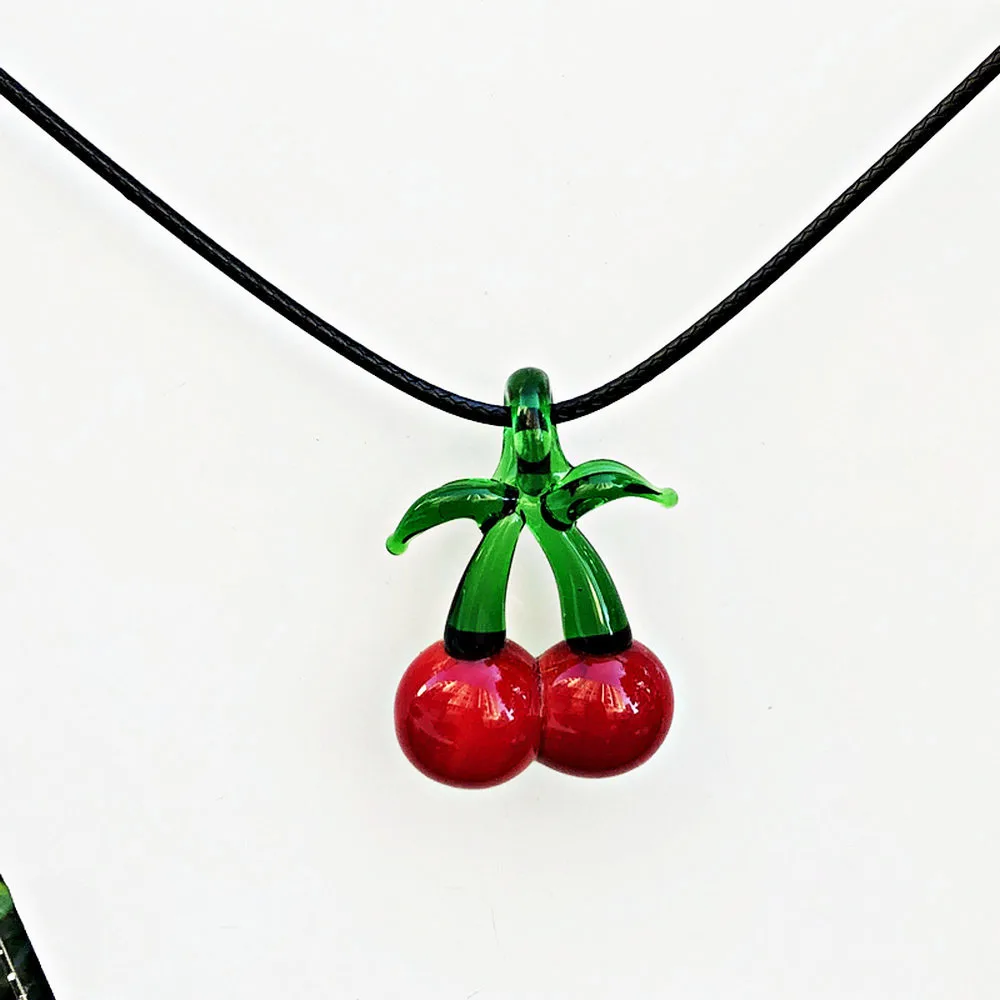 1 مجموعة مجوهرات فاكهة الكرز الأحمر Lampwork الزجاج مورانو كريستال عقد من اللؤلؤ القرط للنساء موضة عناصر رخيصة مجوهرات هدية