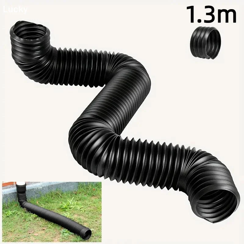 1.3M Expandable Flexible Downspout Extension Pipe Adjustable Rainwater Drainage Solution For Home ExteriorLivable Decoration
