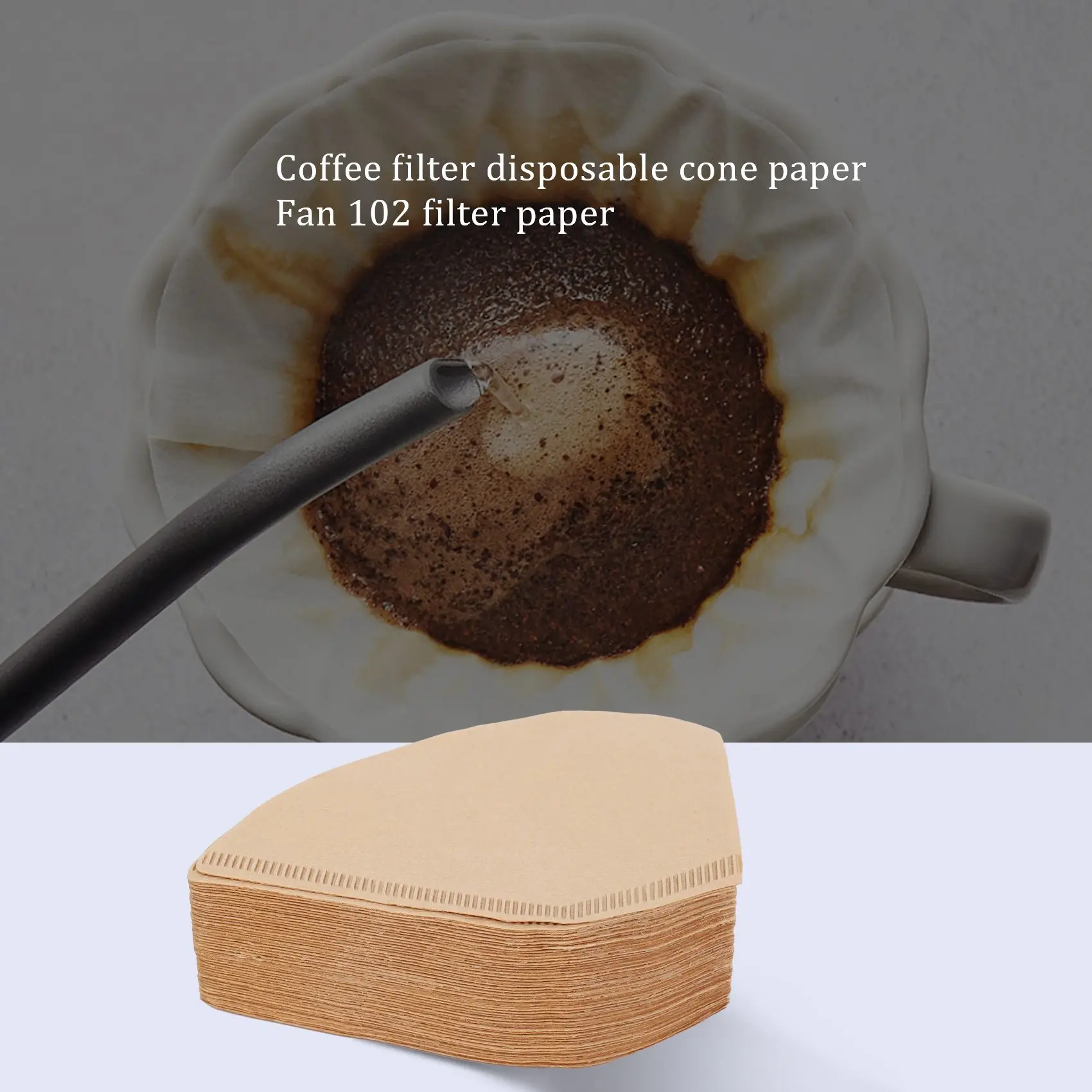 Filtre à café en papier naturel non blanchi, cône de poulet, livre, verser sur les cafetières, 4-6 tasses, 100 pièces