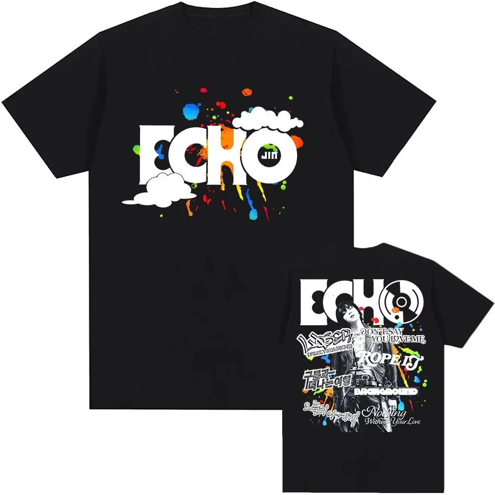 

Jin Echo Solo Album T-shirt Short Sleeve Cotton Male Tshirts Korean Singer Graphic Fashion T Shirt Unisex Streetwear Men Women