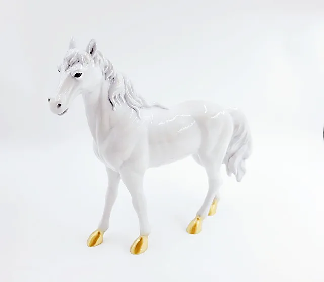 Estátua de cavalo de cobre arte artesanato cavalo branco acessórios para casa ornamentos de presente de negócios