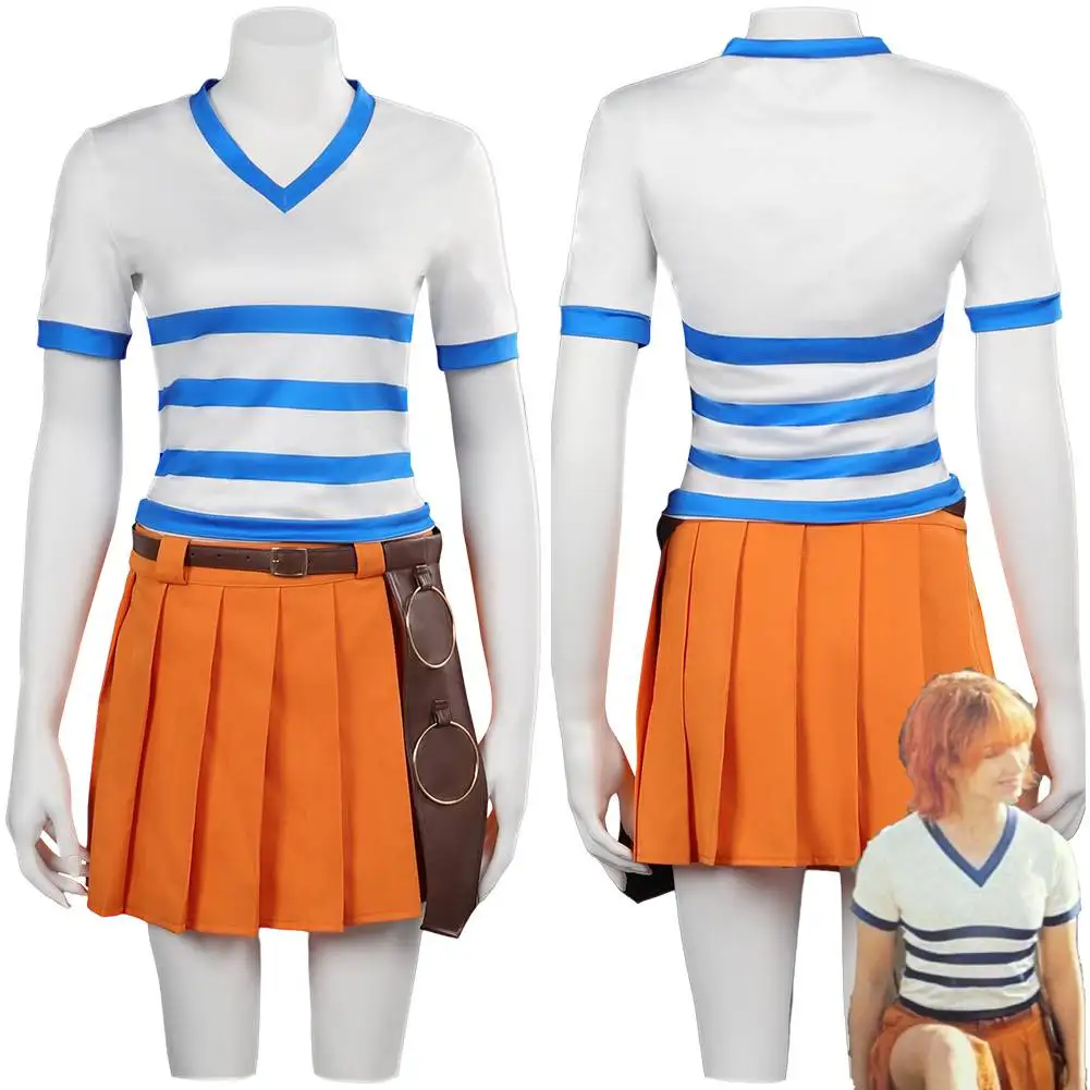 

Piece Nami Cosplay Costume Sailor Dress Outfits For Adult Women Girls Top Skirt Fantasy Halloween Carnival Role Suit