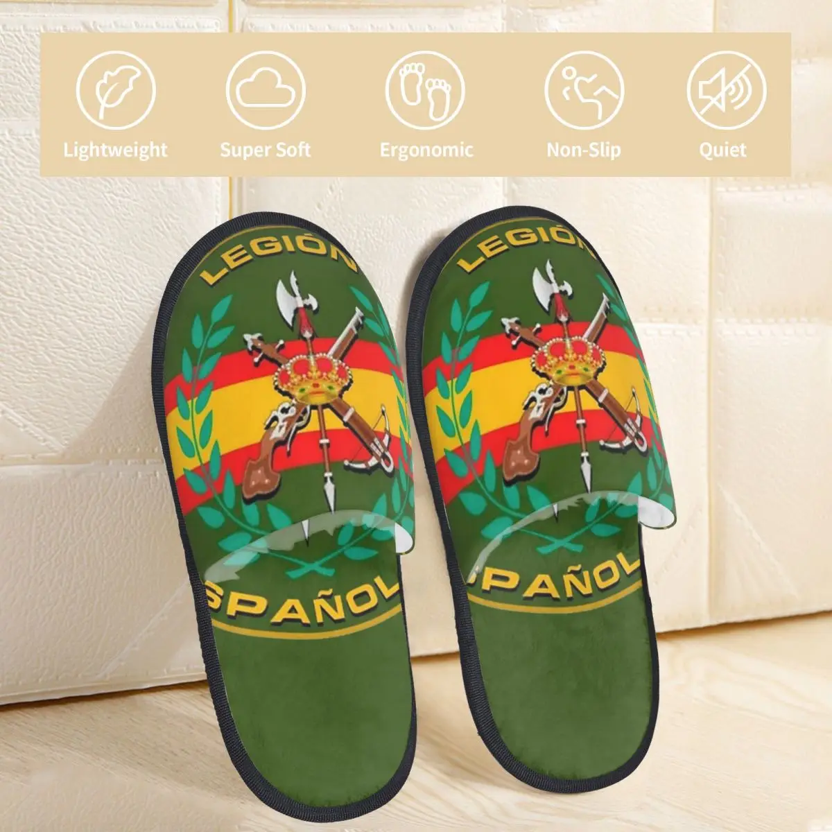 Sandal katun berbulu musim dingin sandal bulu Rumah Tangga Merch ala Spanyol sandal Ruang Keluarga Spanyol tentara lembut antiselip