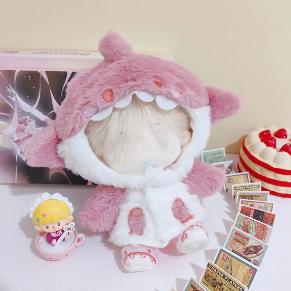 Roupas de boneca de 20cm, rosa, azul, acessórios de boneca, casaco de tubarão de desenho animado, roupa de substituição, casa de brincar, moletons de pelúcia em miniatura