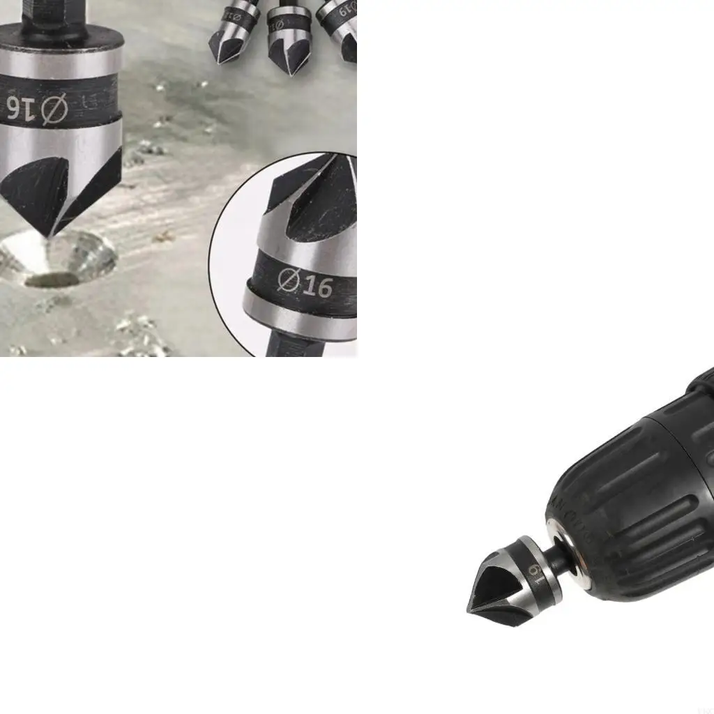 Mata Bor Countersinking Batang Heksadesimal 3 Ukuran 12 16 19Mm 5 Alat Pekerjaan Kayu Y4QC