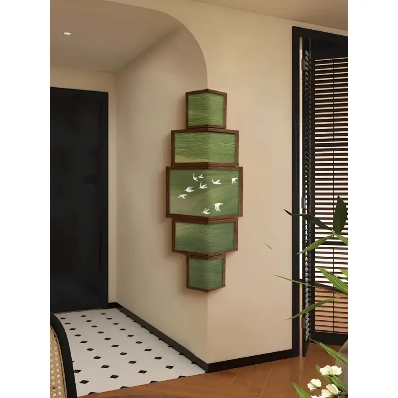 Birds living room decorative painting green retro corner hanging painting creative entrance corner