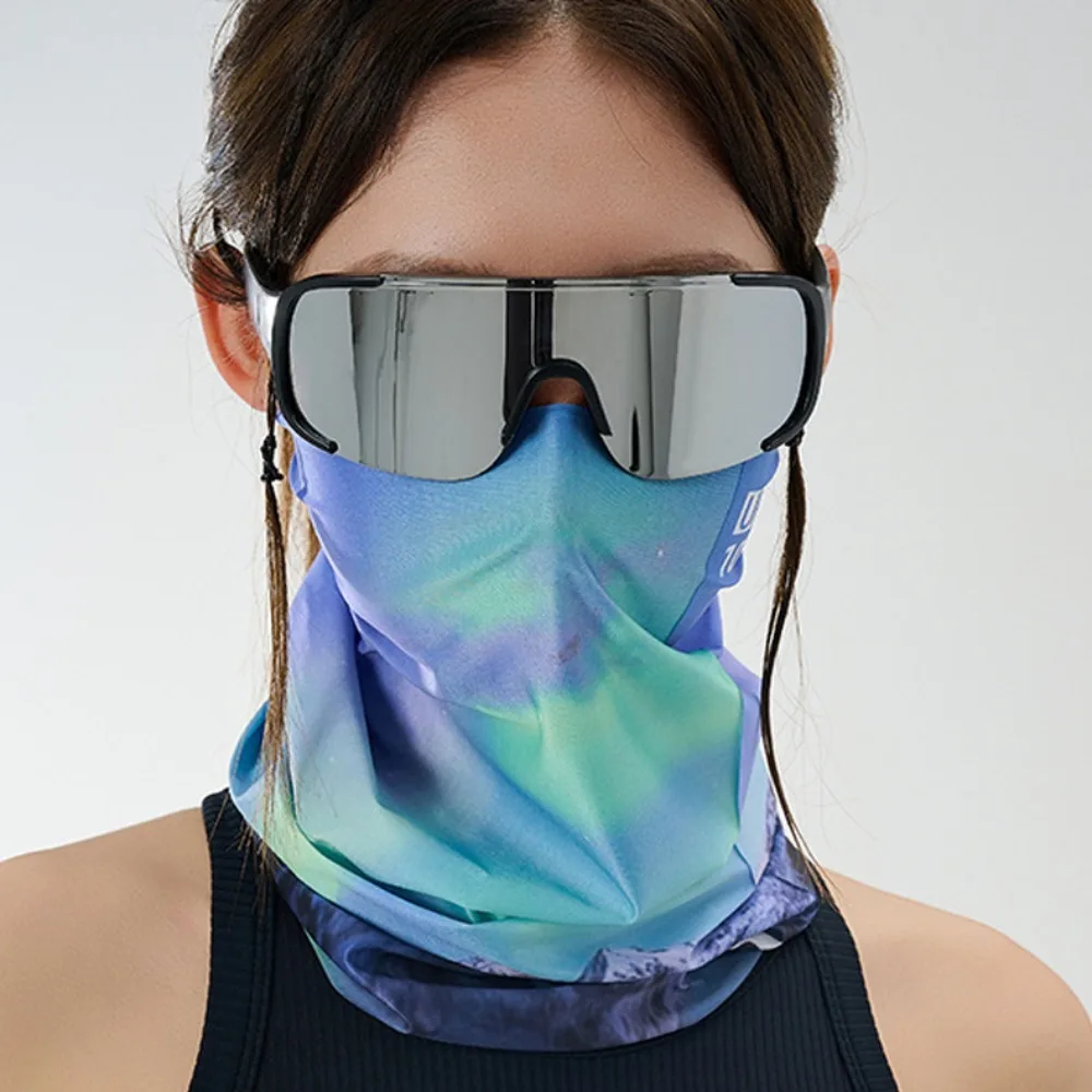

Ice Silk Sunscreen Face Mask Natural Scene UV Protection Riding Mask Breathable Elastic Sun Protection Face Cover Fishing