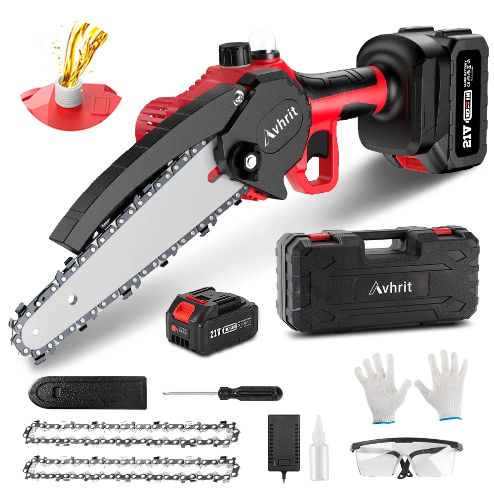 Avhrit Brushless Chainsaw Mini 8-inch Electric Chain Saw Cordless Portable Garden Branch Tree Pruning Power Tools for Makita