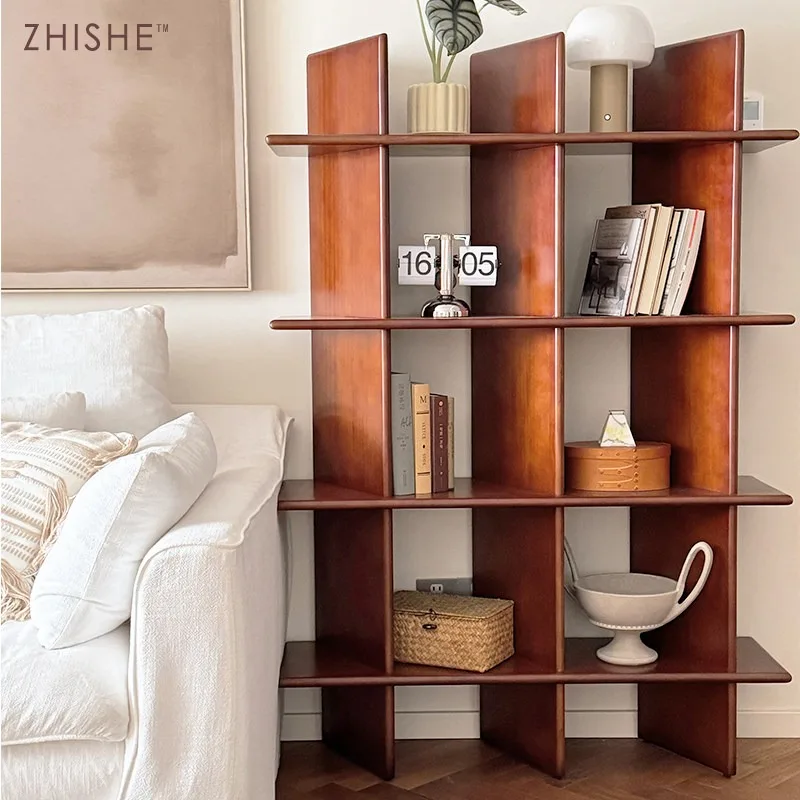 Nordic solid wood multi-layer shelf, ladder storage rack, medieval wall bookshelf, creative storage rack