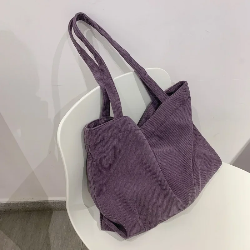 Bolso de mano de pana para mujer y niña, bolsa de compras ecológica reutilizable, de gran capacidad, para invierno