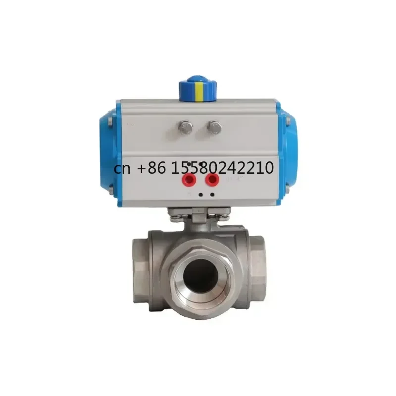2026 hot for TKFM L Type DN15 304 316 Stainless Steel Thread Pneumatic 3 Way Ball Valve Customizable for Water Media OEM