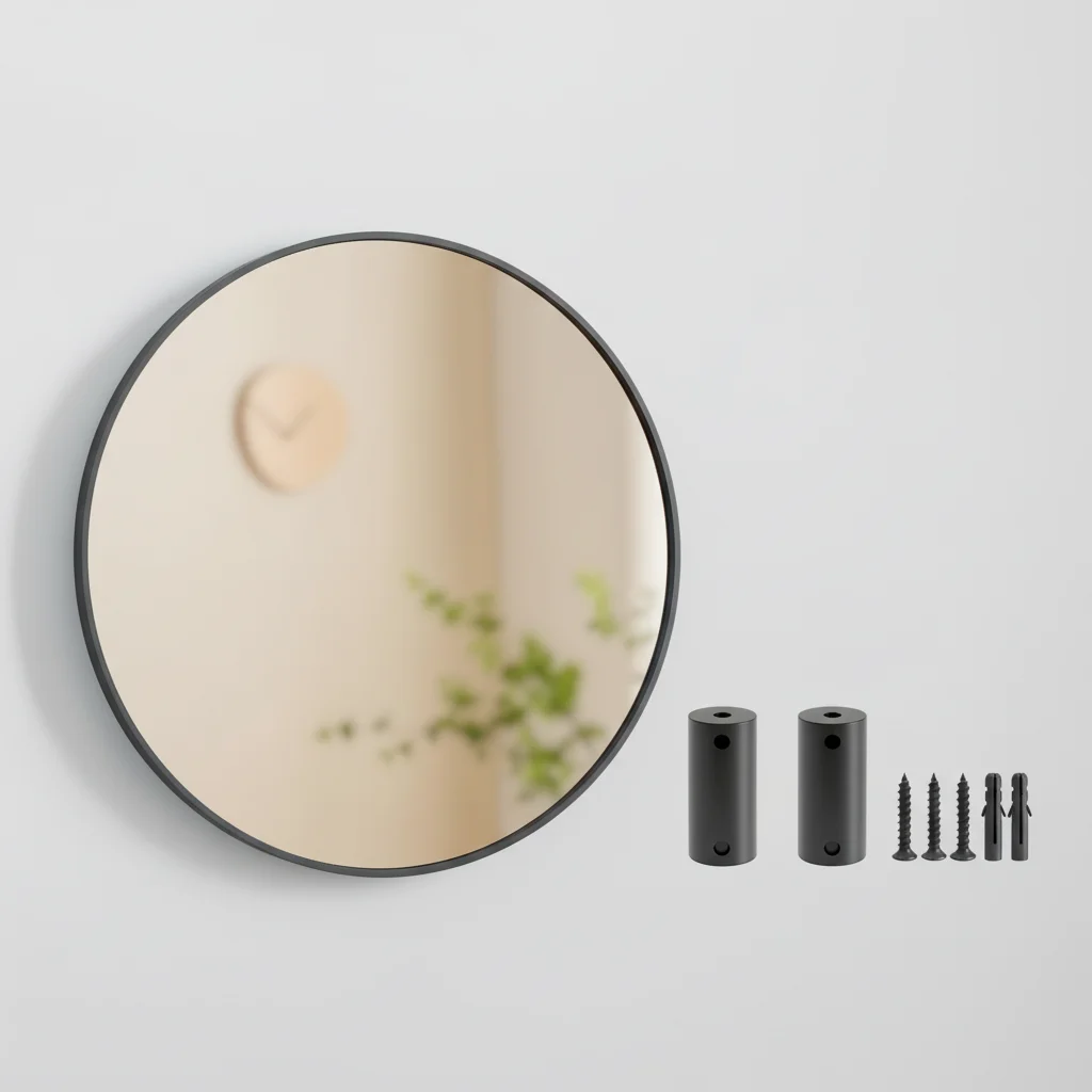 مرآة حائط مستديرة سوداء مقاس 20 بوصة لديكور المنزل الحديث، مثالية لغرفة المعيشة أو غرفة النوم أو الحمام