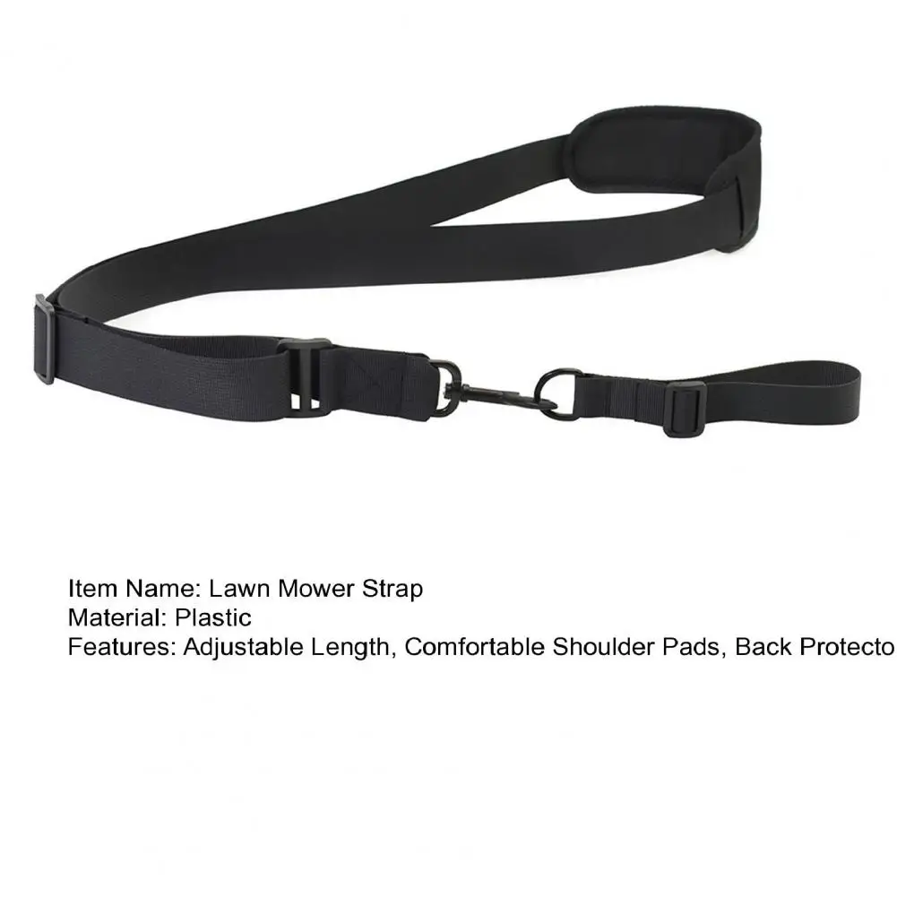 Lawn Mower Strap with Shoulder Pads Weed Eater Shoulder Strap with Upgraded Stainless Steel Clip Adjustable Lawn Mower for Yard