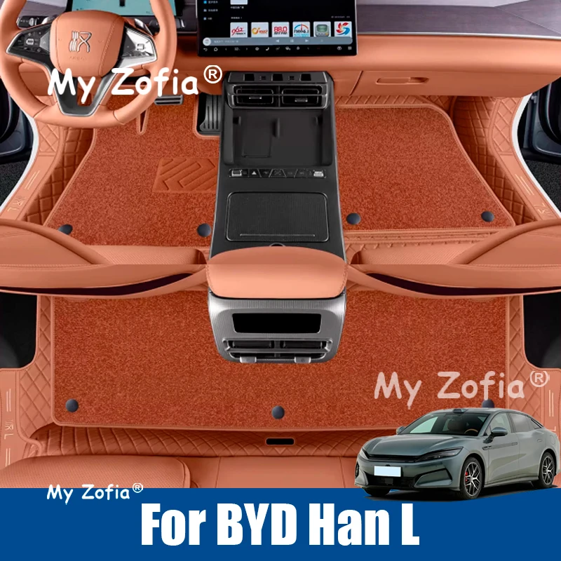 

Leather Car Floor Mats Fit For BYD Han L DM EV 2025 2026 Auto Custom Foot Matts Rugs Vehicle Carpets Pads Full Set Accessories