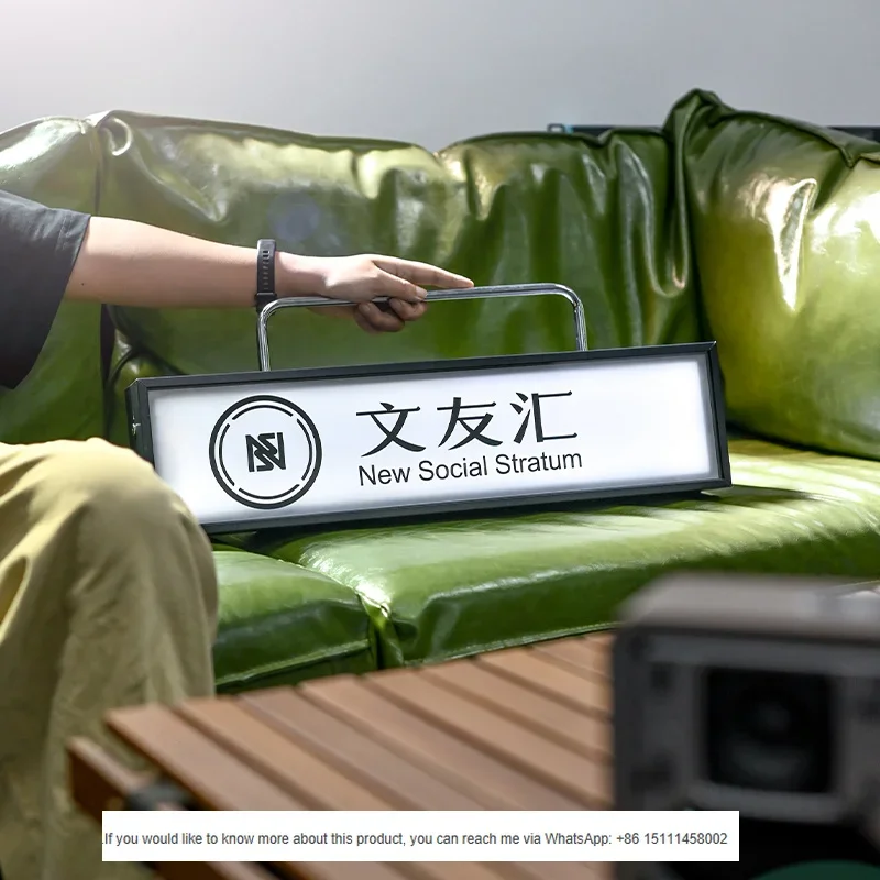 Portable Charging Light Box, Double-sided Content, Desktop Decorative Light Box, Metal Baking Paint Frame