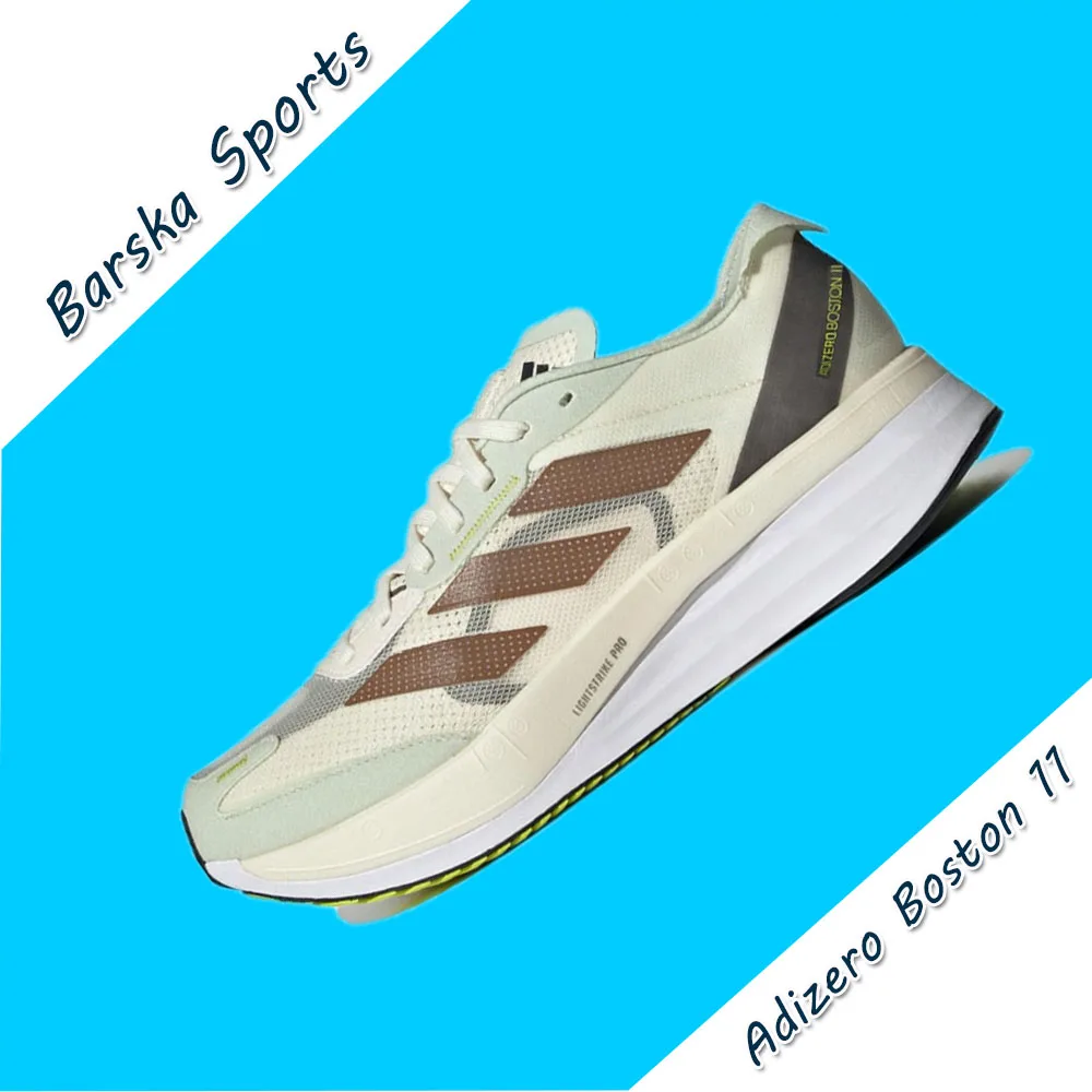 Adidas New ADIZERO BOSTON 11 Man and Women sneakers Breathable Shock Absorbing Anti-slip Marathon Running Shoes Beige&Brown