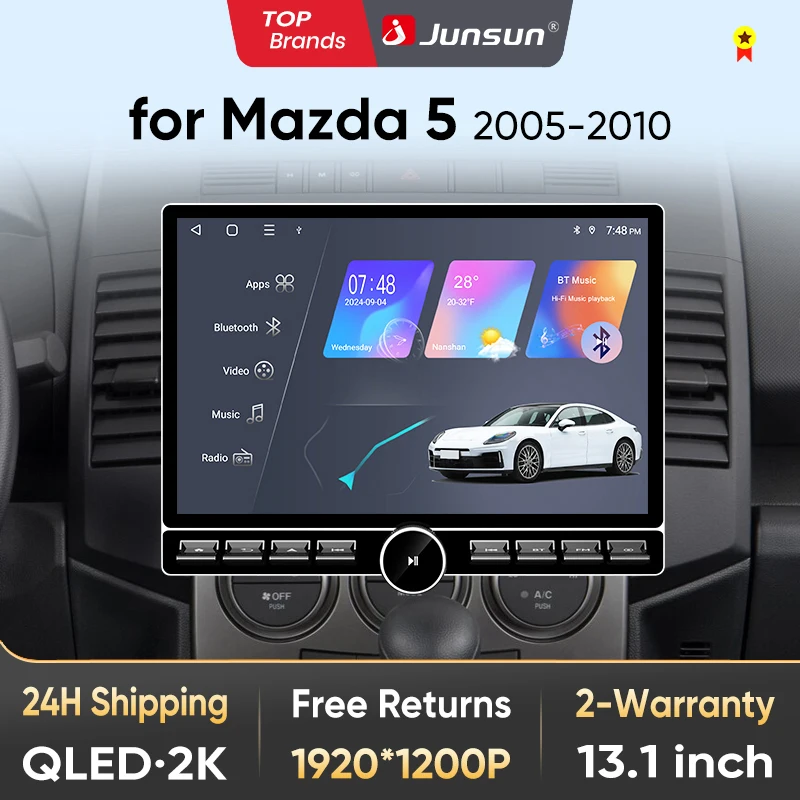 Junsun 13,1″ QLED Wireless CarPlay Android Auto Autoradio für Mazda 5 2005-2010 Auto Intelligente Systeme DSP SWC RDS GPS FM BT