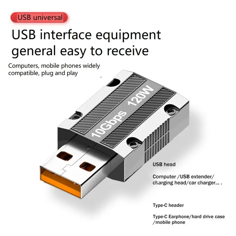 AABFK Type-C To USB Adapter 120W Fast Charging Converter 10Gbps Fast Data Transfer Notebook Charging Conversion Head