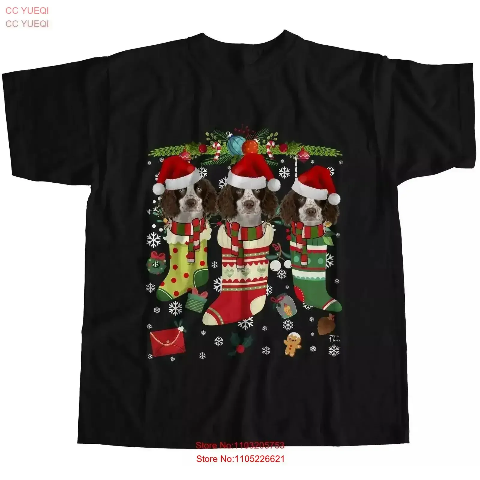 جوارب عيد الميلاد رائعتين سبرينغر الذليل الكلاب تي شيرت كامل الحجم S 5XL خمر غسلها الشارع الشهير تنوعا الرسم قليلا